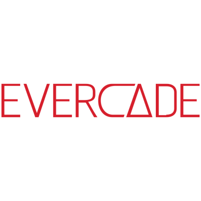 Logótipo vermelho da marca EVERCADE em fundo branco