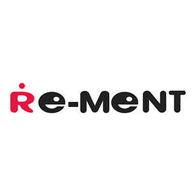 Logotipo da marca Re-Ment com R vermelho e letras pretas