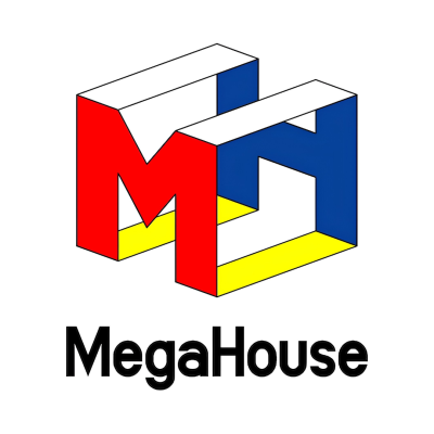Logótipo 3D colorido com texto MegaHouse
