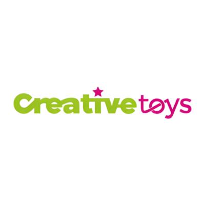 Logótipo da marca Creative toys com cores verde e rosa