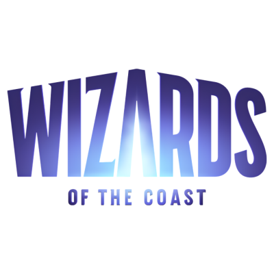 Logotipo da empresa Wizards of the Coast em fundo branco