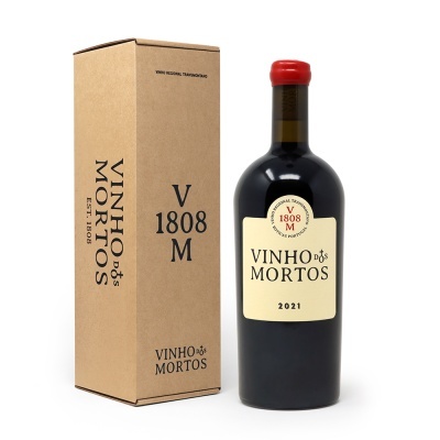 Garrafa de vinho tinto Vinho dos Mortos 2021 com caixa castanha