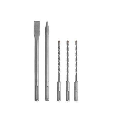 Conjunto de cinco ferramentas metálicas para martelo e brocas