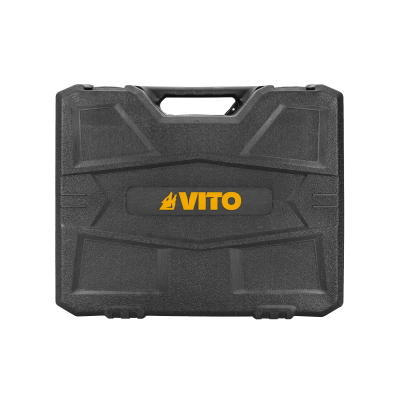 Estojo rígido preto com logótipo amarelo VITO