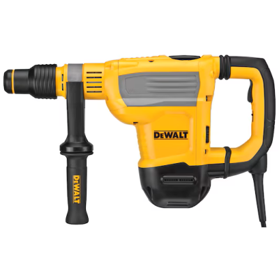 Martelo perfurador elétrico amarelo e preto DEWALT com pega lateral