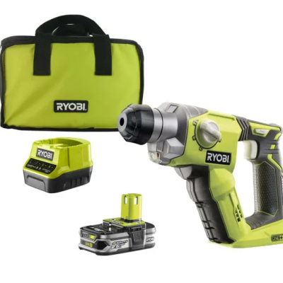 Ferramenta elétrica Ryobi com acessórios e mala de transporte