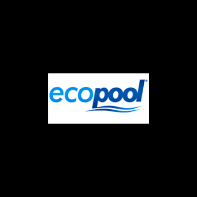 Logótipo da ecopool com texto azul e ondas