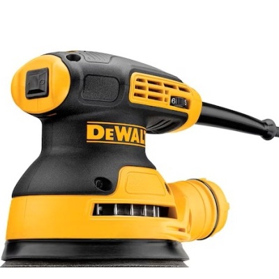 Lixadora elétrica DEWALT amarelo e preto com base circular