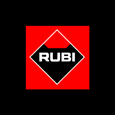 Logótipo da marca RUBI num losango preto com fundo vermelho