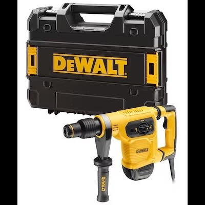 Martelo perfurador elétrico amarelo DEWALT com mala preta de transporte e logotipo amarelo