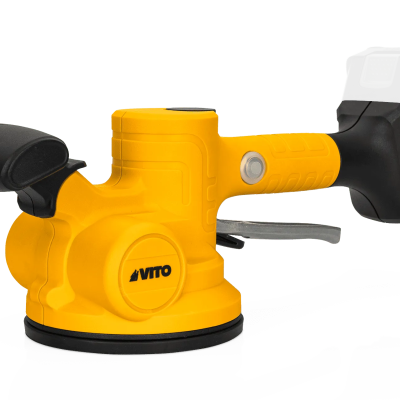 Lixadora elétrica amarela e preta com bateria destacada