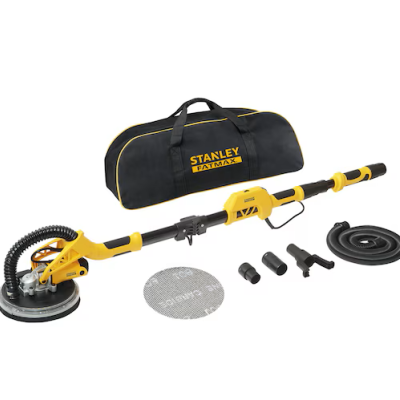 Conjunto lixadora parede Stanley Fatmax com acessórios e saco de transporte preto e amarelo