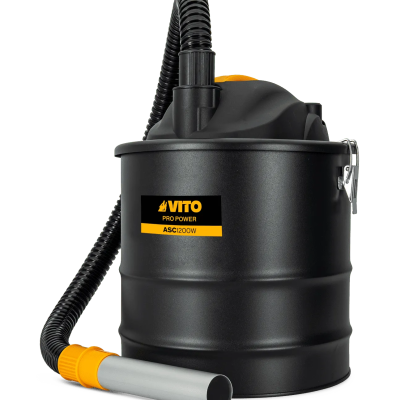 aspirador de cinzas preto VITO PRO POWER com tubo flexível e bocal metálico