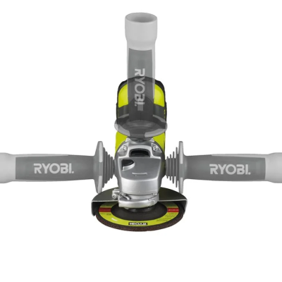 Esmerilhadora angular sem fio RYOBI com punhos ajustáveis cinza e branco