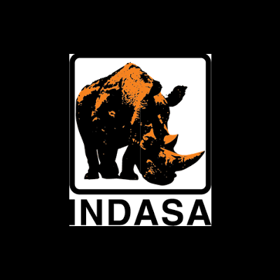 Logotipo com rinoceronte estilizado e texto INDASA