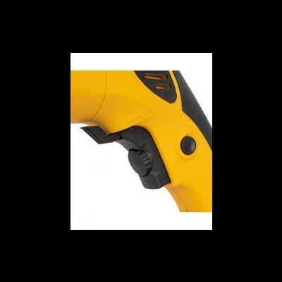 Ferramenta elétrica amarela e preta com botão redondo e seletor texturizado