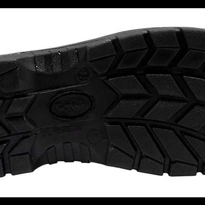 Sola preta de sapato com padrão antiderrapante e detalhes geométricos