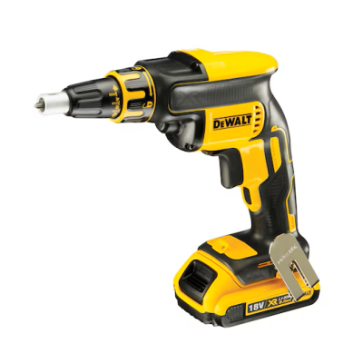 Aparafusadora elétrica sem fios DEWALT preta e amarela com bateria 18V