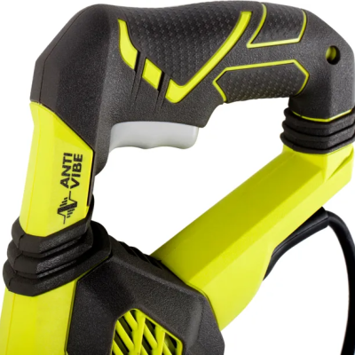 Aparelho elétrico com punho antiderrapante e texto 'ANTI VIBE'