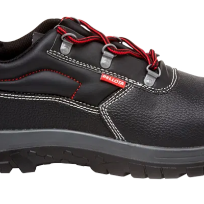 Sapato de segurança preto e vermelho com sola antiderrapante