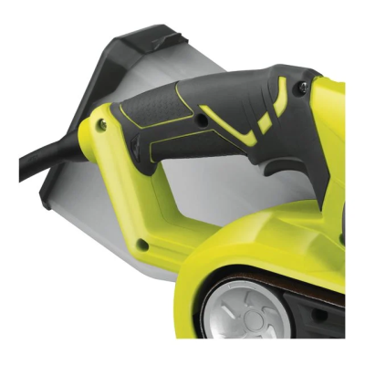 Lixadora elétrica amarela e preta com cabo e roda cinzenta