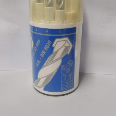 Conjunto de brocas H.M. DIN 8039 em caixa plástica com etiqueta azul