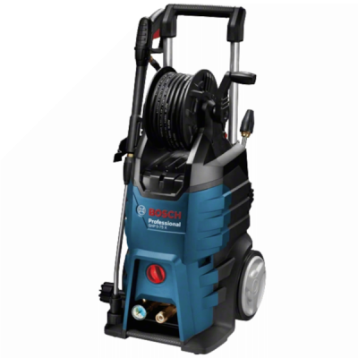 Máquina de lavar a alta pressão BOSCH Professional GHP 7-75 X azul e preta com mangueira e rodas