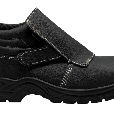 Botas de segurança pretas com fecho de velcro e sola grossa