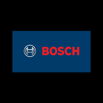 Logótipo Bosch em vermelho e prateado sobre fundo azul