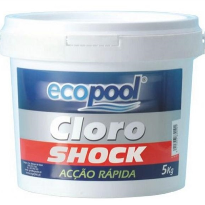 Balde branco de plástico com Cloro SHOCK ecopool 5 kg