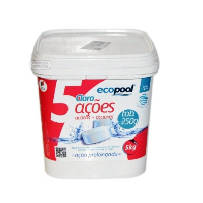 Embalagem branca de pastilhas para piscina Ecopool