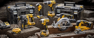 Conjunto de ferramentas elétricas DeWALT em preto e amarelo