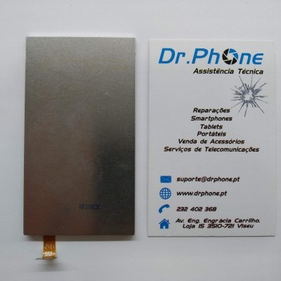 Ecrã para smartphone cinza com cabo flexível e cartão de visita da Dr.Phone