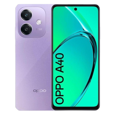 Smartphone OPPO A40 lilás com dupla câmara e ecrã frontal