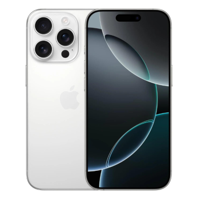 Smartphone Apple iPhone branco com três câmaras e ecrã ligado com padrão abstrato