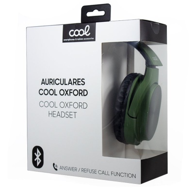 Auriculares Bluetooth COOL OXFORD em embalagem branca com visor transparente
