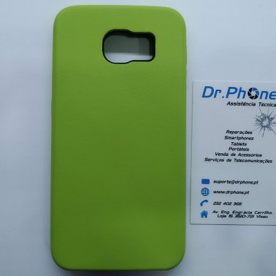 Capa de telemóvel verde com cartão de visita Dr. Phone