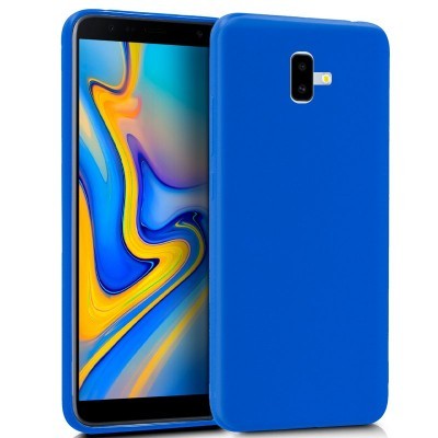 Smartphone com capa azul e ecrã colorido