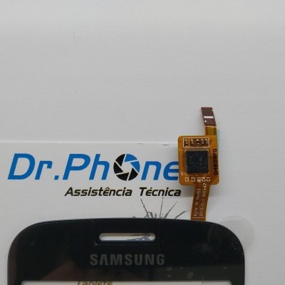 Ecrã de substituição Samsung com conector flex sobre fundo com cartão Dr.Phone