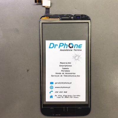 Mostrador táctil de smartphone preto com papel de assistência técnica Dr Phone
