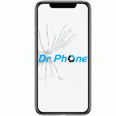 Smartphone com ecrã partido e texto Dr Phone