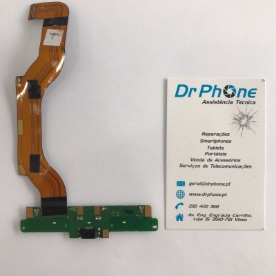 Placa eletrónica com cabo flexível e cartão de visita da DrPhone