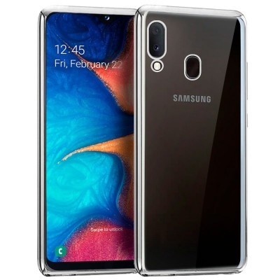 Smartphone Samsung preto com ecrã colorido e câmara dupla