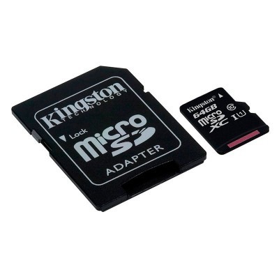 Cartão microSD Kingston 64GB com adaptador microSD preto