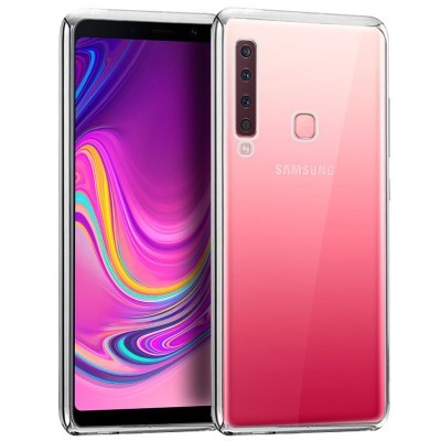Smartphone Samsung rosa com quatro câmaras traseiras e ecrã colorido