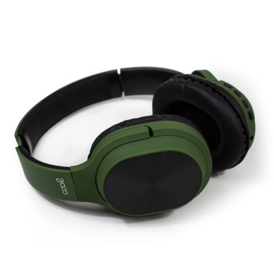 Auscultadores verdes e pretos com almofadas acolchoadas