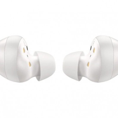 Auriculares wireless brancos com pontas em silicone