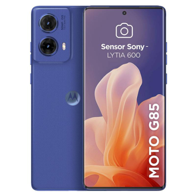 Smartphone Motorola MOTO G85 azul com duas câmaras e écran curvo
