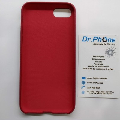 Capa de telemóvel vermelha e cartão de visita da Dr. Phone