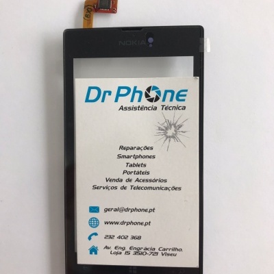 Display tátil preto para smartphone Nokia com cartão de visita da DrPhone